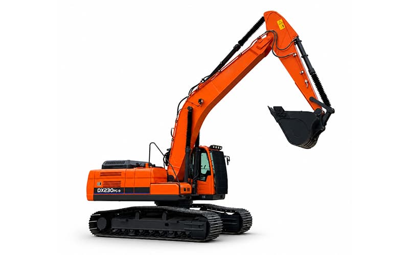 Excavadora de orugas DX230PC-9 de 21,6 toneladas: especificaciones de servicio pesado para trabajos de alto rendimiento
