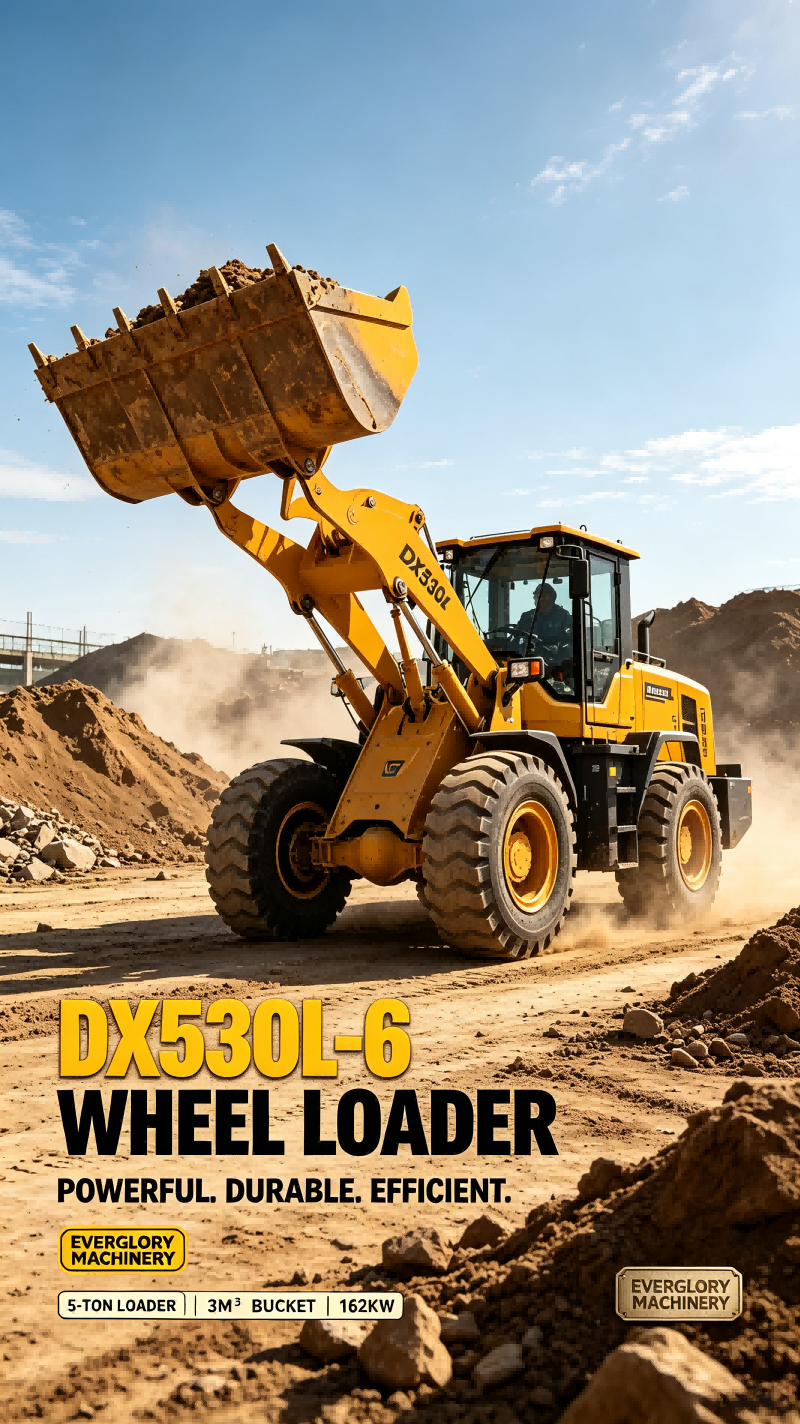 Everglory Machinery lanza la duradera cargadora de ruedas DX530L‑6 de 5 toneladas para trabajos de movimiento de tierras